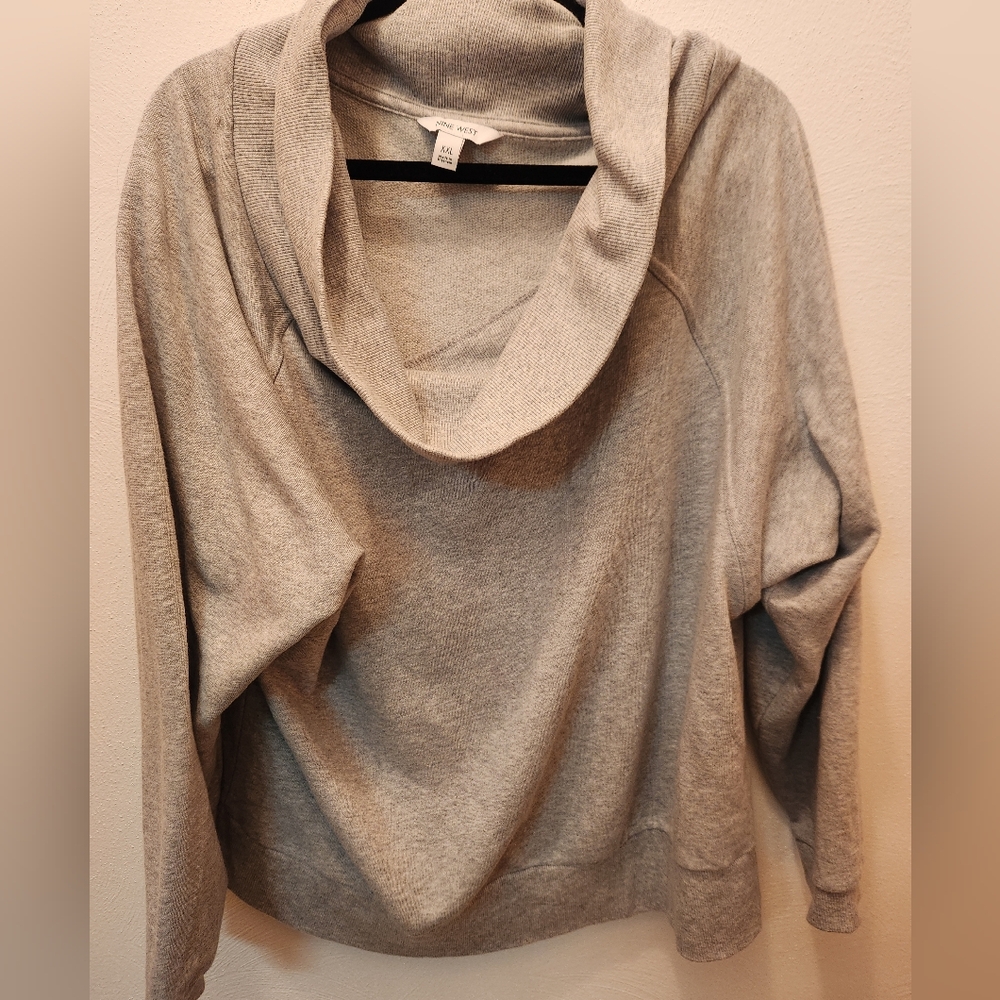 Nine West Gray Cowl Neck Sweatshirt